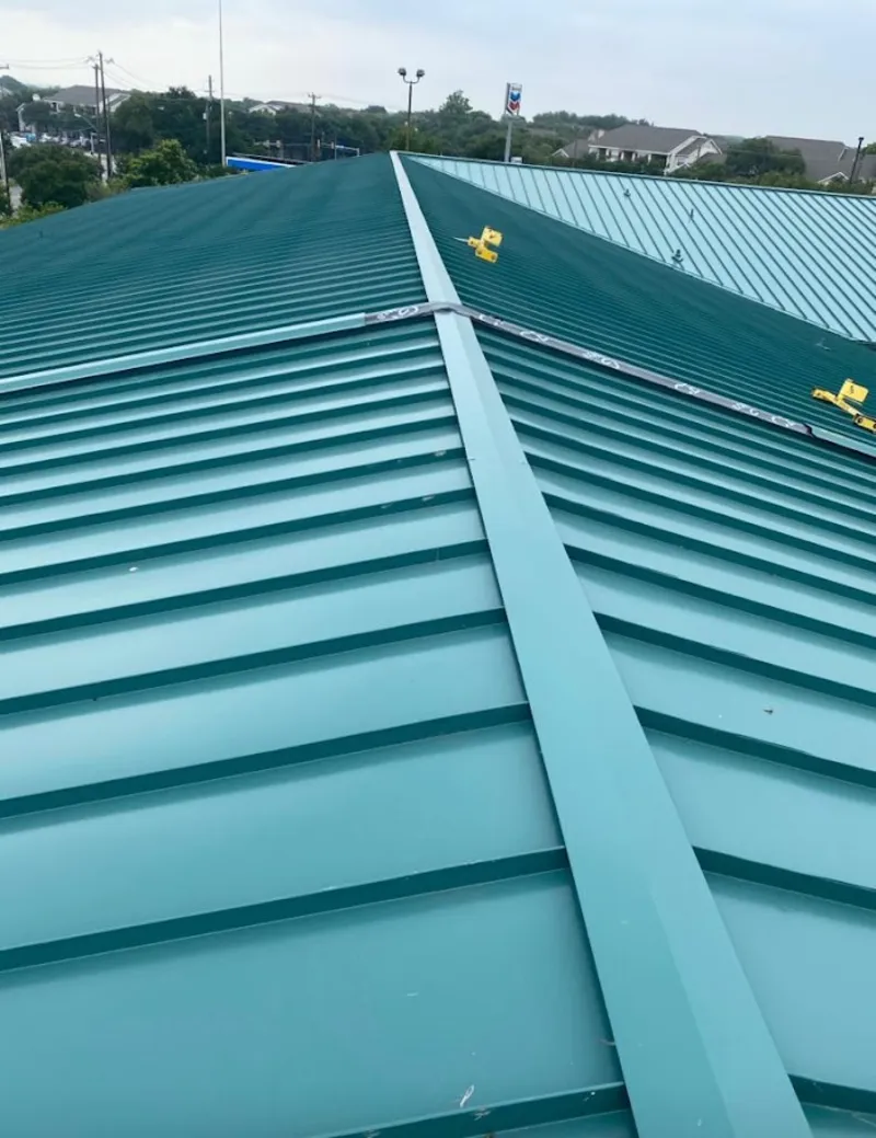 Green commercial metal roof ridge and valley for Metal Roof Repair in Woodcliff Lake
